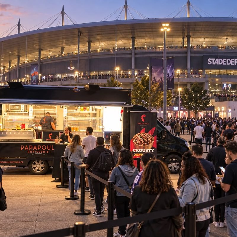 Foodtruck Papapoule devant le Stade de France un soir de match