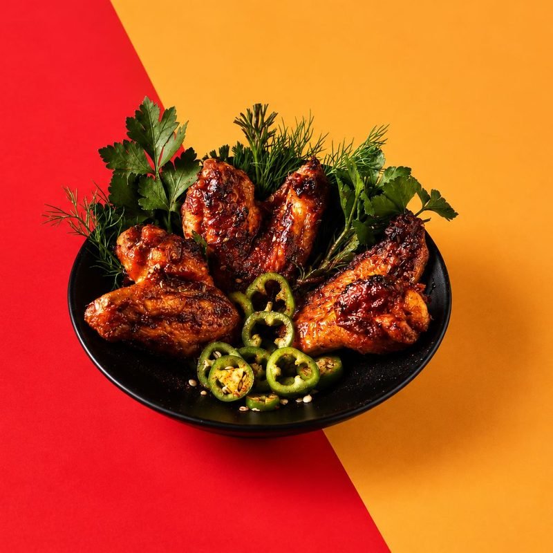 Assiette de wings marines et jalapenos, format cocktail